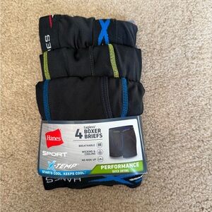 Hanes Sport X-Temp Black - 4 Tagless Performance Quick Drying Boxer Briefs